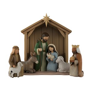 STL Printable - NATIVITY SCENE BETHLEM- Textured GLBs