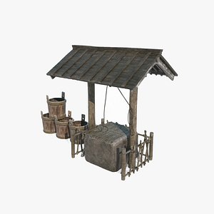Deep water wells in ancient Asian architecture 3D model