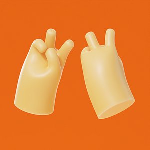 Cartoon Hands Victory Pose Illustration Icon Low-poly 3D model model