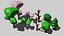 3D Low poly trees model