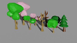3D Low poly trees model