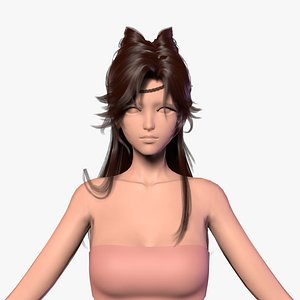 PBR Game Hair CG Hair Long hair Big waves Female Hair Beauty hair 05