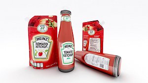 3D ketchup bottle doypack heinz model