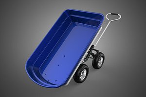 DURABLE BLUE TILT BIN DUMPER CART TROLLEY WHEELBARROW WAGON FARM 3D model