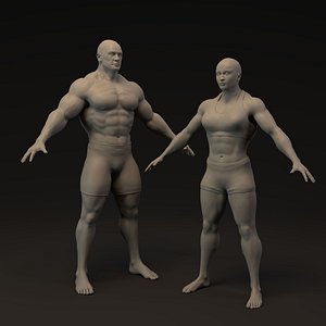 Bodybuilder Man and Woman Basemesh 3D model