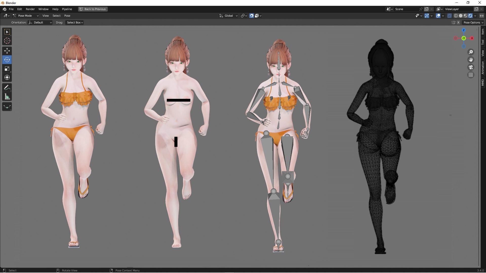 Bikini 0015 - UE5 - Unity - Blender - Animated - Realistic Female ...