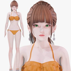 Bikini 0015 - UE5 - Unity - Blender - Animated - Realistic Female Character 3D model