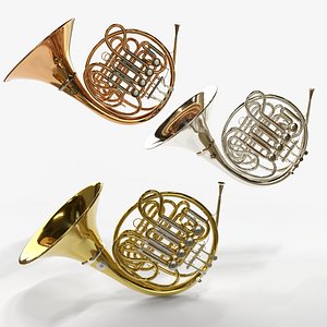 French Horn Three  Materials Brass Copper and  Silver