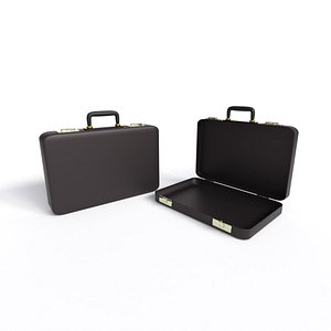 3D 3D Low-Poly Luxury Black Briefcase of money
