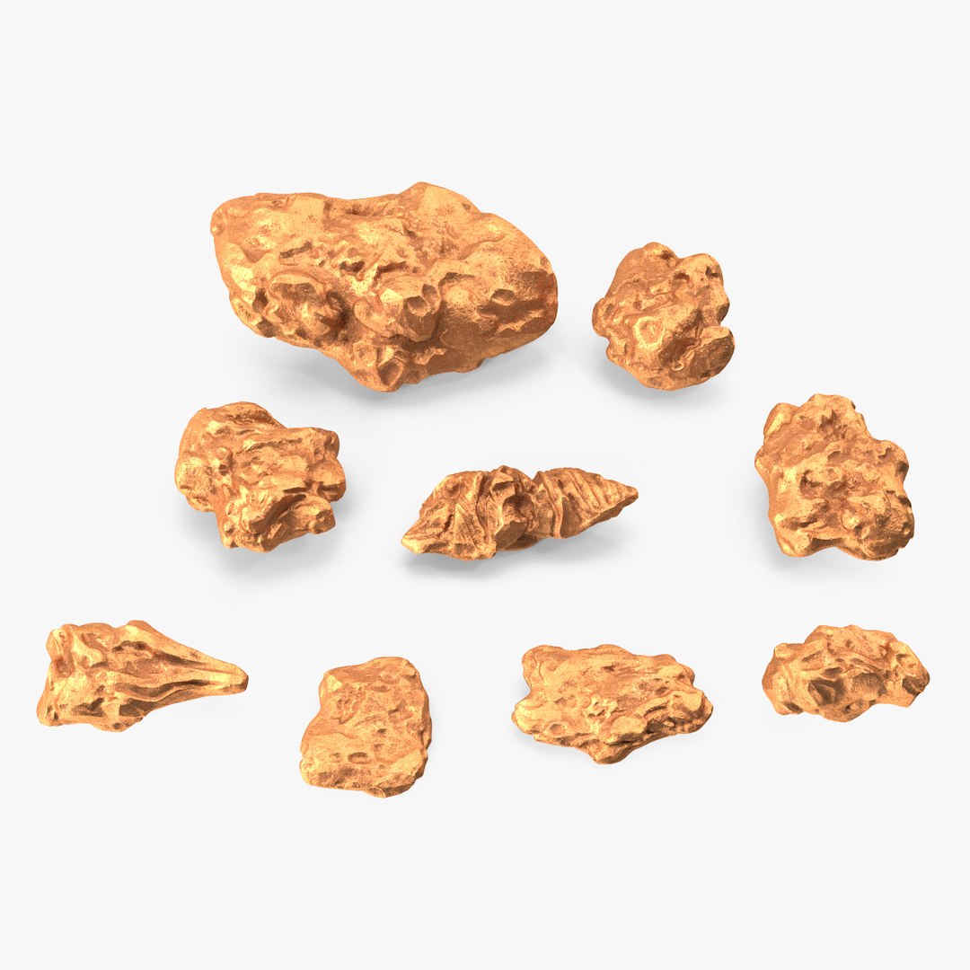 Copper Natural Minerals Stones Set 3D model preview
