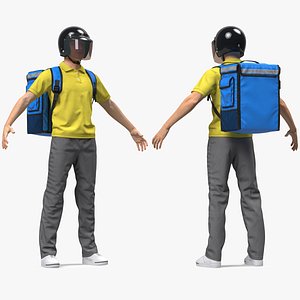 Delivery Man wear Helmet Rigged for Modo 3D model