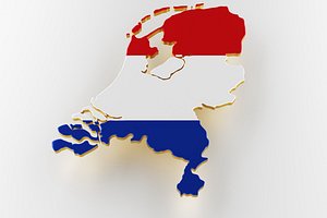 Map of Netherlands land border with flag