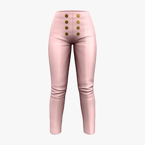 Front Rivets High Waist Pink Pants model