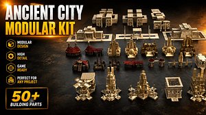 3D Ancient City Modular Kit Egyptian Architecture Pack model