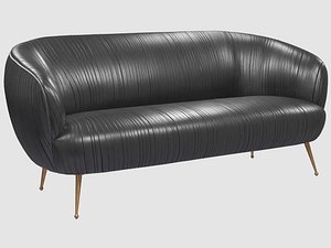 3D souffle settee ruched leather