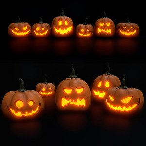 halloween pumpkins set 3D model