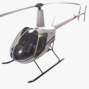 Robinson R22 White Complex Animation --35--