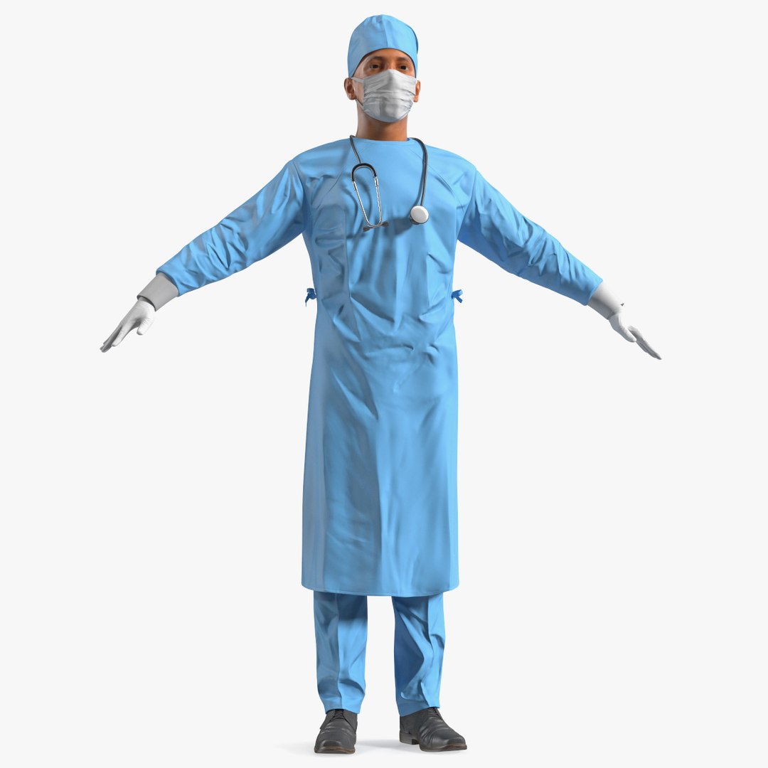 Male Surgeon In Mask 3D model preview