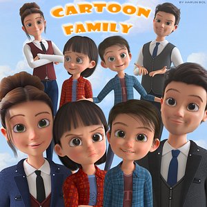 Cartoon Family 2 - Mother Father Son Daughter