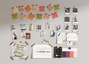 3D model White Board Tack Board Wall Corkboard  Rectangular Office Pin Notice Board Sticky Notes Bulletin Pin