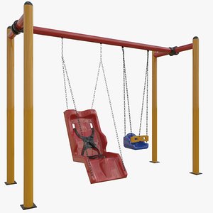 3D Playground Metal Non-Disabled Double Swings - 01