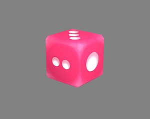 Pink cartoon dice shake the elbows