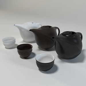 3d teapot white black