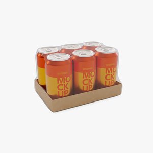 Orange Soda Can Pack of 6 3D