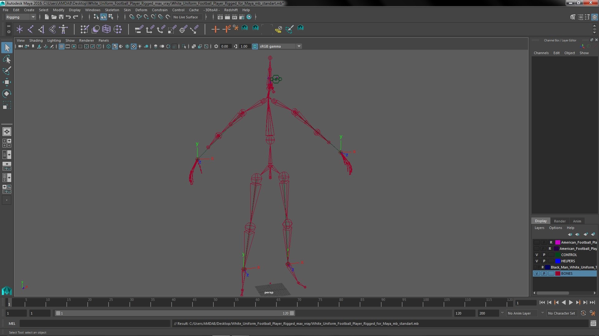 White Uniform Football Player Rigged For Maya 3D Model - TurboSquid 2108590