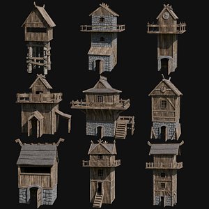 VIKING NORSE WATCHTOWER TOWER HOUSE MEDIEVAL CITY COLLECTION model