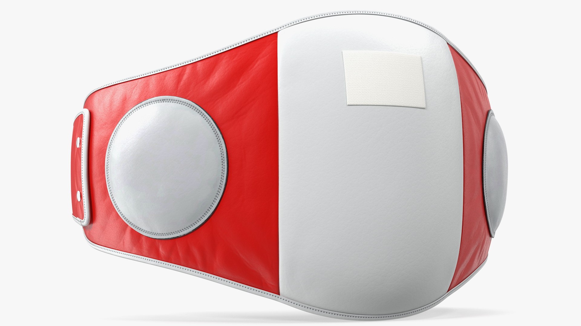 Muay Thai Leather Belly Pad White Red 3D model preview