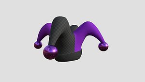 3D Jester Hat 03 Purple Black - Character Fashion Design
