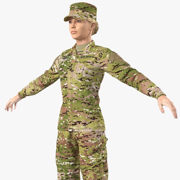 3D female soldier camouflage neutral