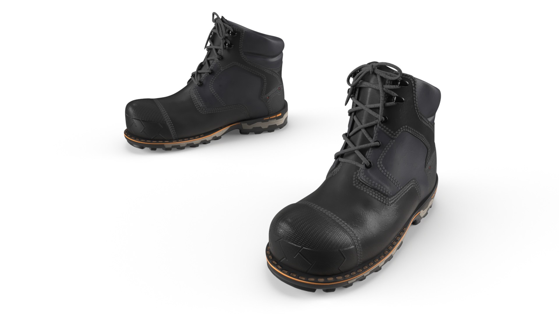Steel Toe Safety Boots for Construction Black 3D model preview
