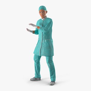 Lady Surgeon or Nurse Rigged for Maya 3D model