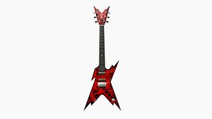 Electric Guitar B09 Black Red - Music Instrument Design 3D model
