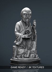 3d old chinese figure statue model