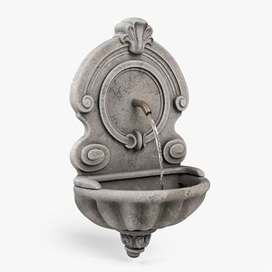 Antique stone water fountain 3D