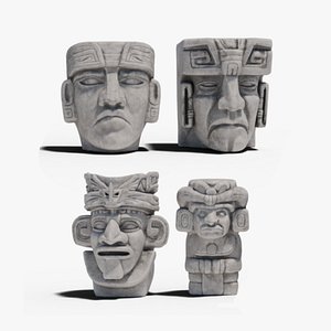 Stone Aztec Faces