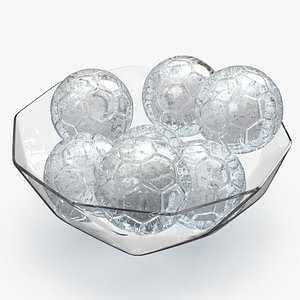 Football Pattern Ice Balls in Glass Bowl
