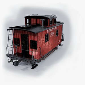 American Single Truck Caboose 3D