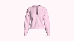 Women Casual Zip Front Jacket 3D