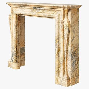 Antique Louis XIV Style Fireplace Mantel in Marble 3D