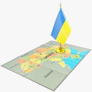 3D Ukrainian Flag and Map Collection V5