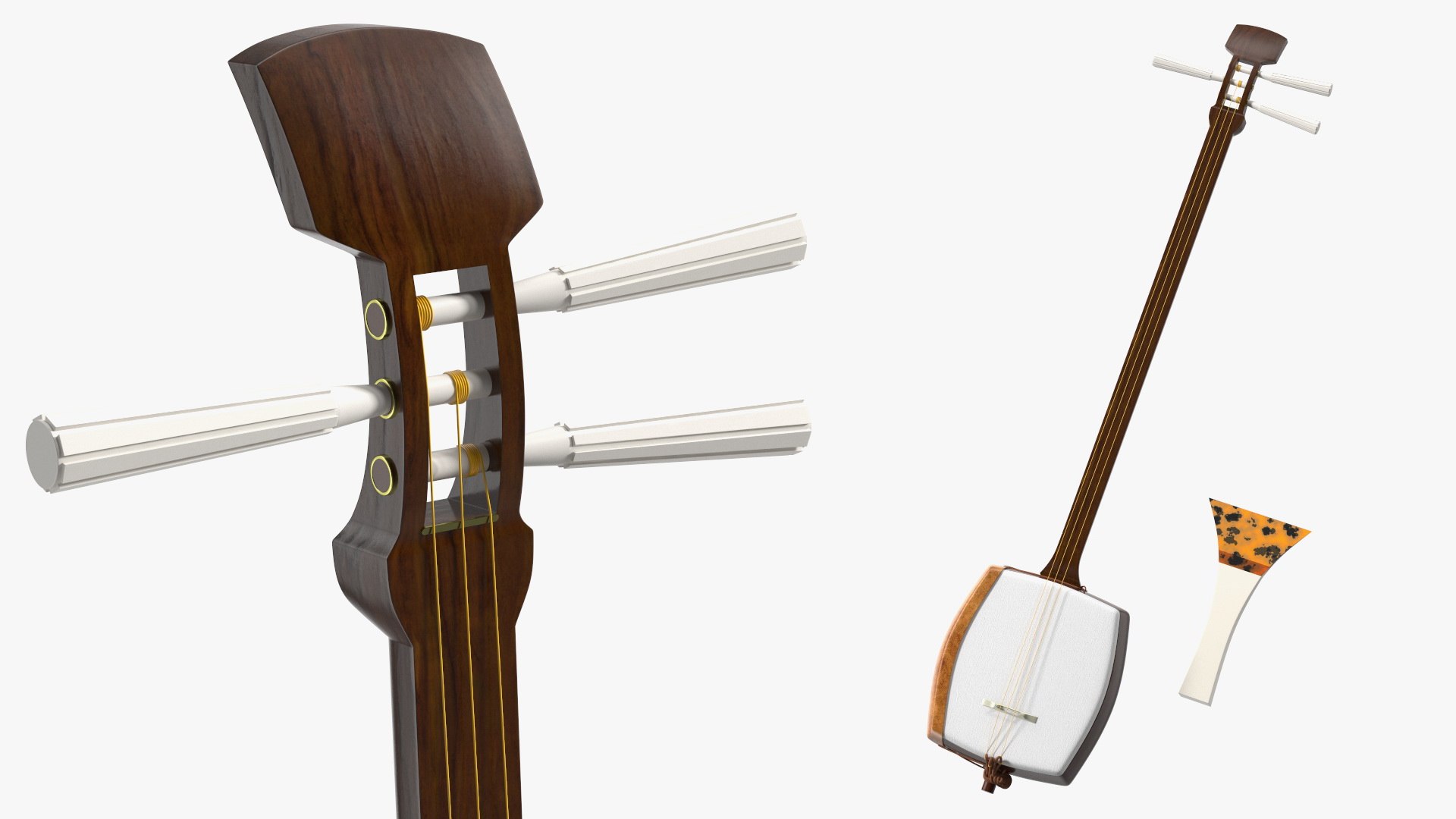 Shamisen White 3D model preview