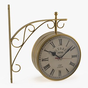Vintage Railway Station Clock 1747 London Gold model