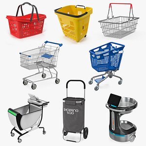 shopping baskets trolley 4 3D model