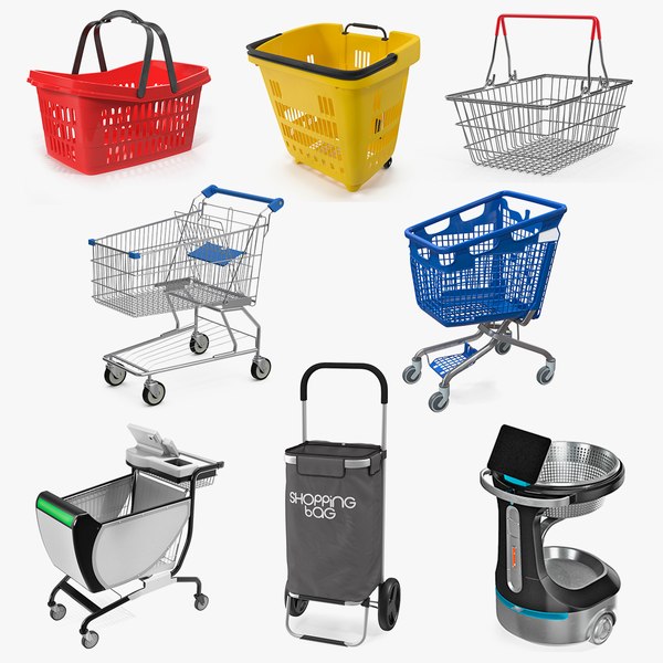 shopping baskets trolley 4 3D model