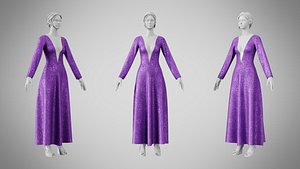 Dress 35 Royal Velvet Purple With Design