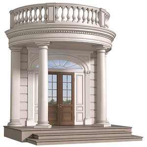 3D Main Entrance to the house Classic Porch balcony model